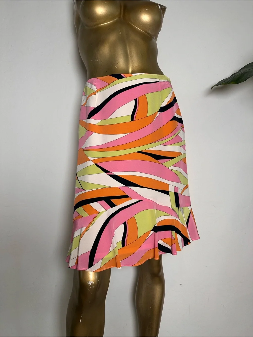 Y2K Talbots pure silk mod swirl psychedelic print flounce hem Petites size 4
